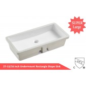 KINGSMAN Durable 27.9 Inch Rectrangle Undermount Vitreous Ceramic Lavatory Vanity Bathroom Sink Pure White 